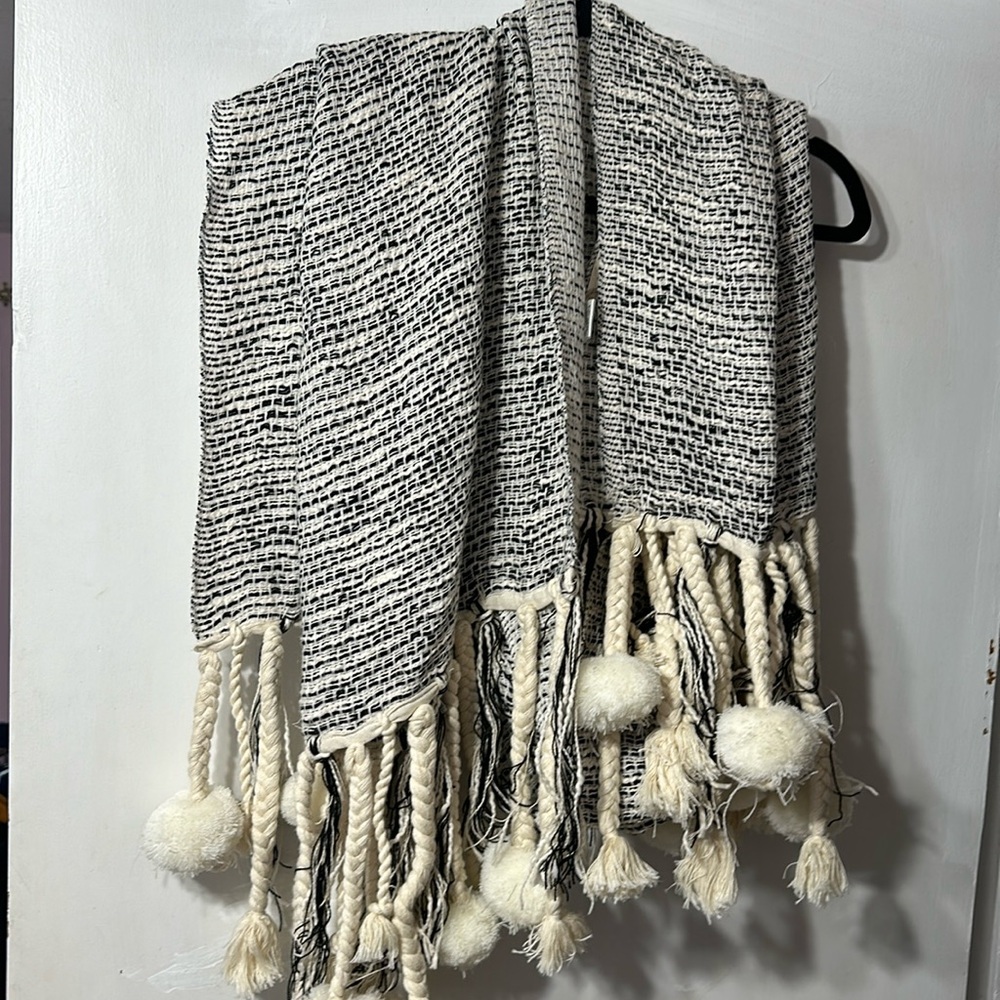 Altar’d State fringe and pom pom scarf